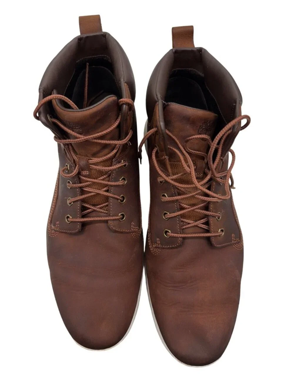 Timberland Mens Brown Leather Lace-Up Ankle Boots Size 10M